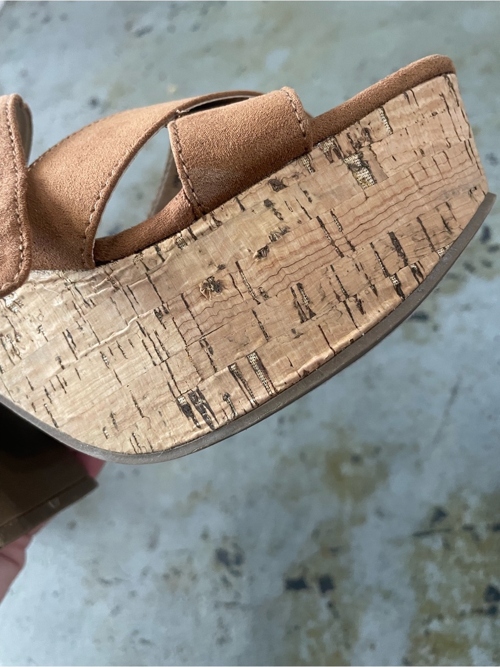 Sugar Women’s Lydia Platform Sandals with Brown Suede Straps and Cork Heels Sz 7 - Picture 10 of 15